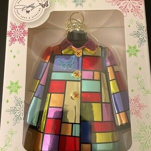 Dolly Parton Patch Coat of Many Colors Patchwork Christmas Glass Ornament